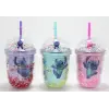 Stitch Figürlü Pipetli Kapaklı Kupa Bardak