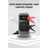 Araç İçi Jump Starter ve Powerbank | 1200A Akü Takviye, Hava Kompresörü, LED Işıklı LCD Ekranlı