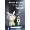 Taşınabilir Rgb Işılı Sevimli Figürlü Mikrofonlu Karaoke Bluetooth Hoparlör Krem