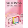 Taşınabilir Rgb Işılı Sevimli Figürlü Mikrofonlu Karaoke Bluetooth Hoparlör Pembe