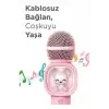 Taşınabilir Rgb Işılı Sevimli Figürlü Mikrofonlu Karaoke Bluetooth Hoparlör Pembe