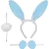 Tavşan Kostüm Seti Mavi Renk - Taç, Papyon, Ponpon, Kuyruk