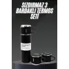 Termos Seti Paslanmaz Çelik 3 Bardaklı Vakumlu Termos Set 500 Ml 12 Saate Kadar Isı Koruma