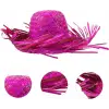 Tropikal Parti Pembe Fuşya Hasır Hawaii Şapkası 13x36 cm