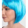 Turkuaz Açık Mavi Renk Düz Kesim Kısa Küt Parti Peruğu