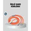 ÜÇLÜ Şarj Kablosu – Yüksek Hızlı, Dayanıklı ve Uzun Ömürlü