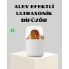Ultrasonik Alev Efektli Aromaterapi Difüzörü USB Şarjlı ve Otomatik Kapanma Özellikli