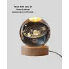 Usb Bağlantılı Işıklı Kristal Küre Modern Ahşap Tabanlı Dekor