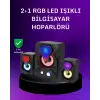 Usb Bağlantılı Rgb 2.1 Hoparlör Seti Derin Bas Ve Renkli Işık