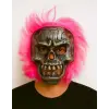 Wild Skull - Gümüş Kafatası Pembe Saçlı İskelet Maske