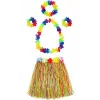 Yetişkin ve Çocuk Uyumlu Luau Aloha Hawaii  Kolye Renkli Etek Taç ve Bileklik Seti