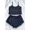 Yıldız Desenli Lacivert Şortlu Pijama Takımı