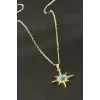 Yıldız Turkuaz Taşlı Uçlu Kolye