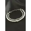 Yonca Şerit Taşlı İnci Bileklik
