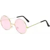 Yuvarlak Cam John Lennon Tarzı Hippi Gold Çerçeveli Pembe Gözlük