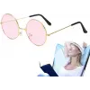 Yuvarlak Cam John Lennon Tarzı Hippi Gold Çerçeveli Pembe Gözlük