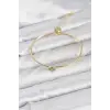 Zirkon Taşlı Yonca Model Gold Renk Kadın Bileklik