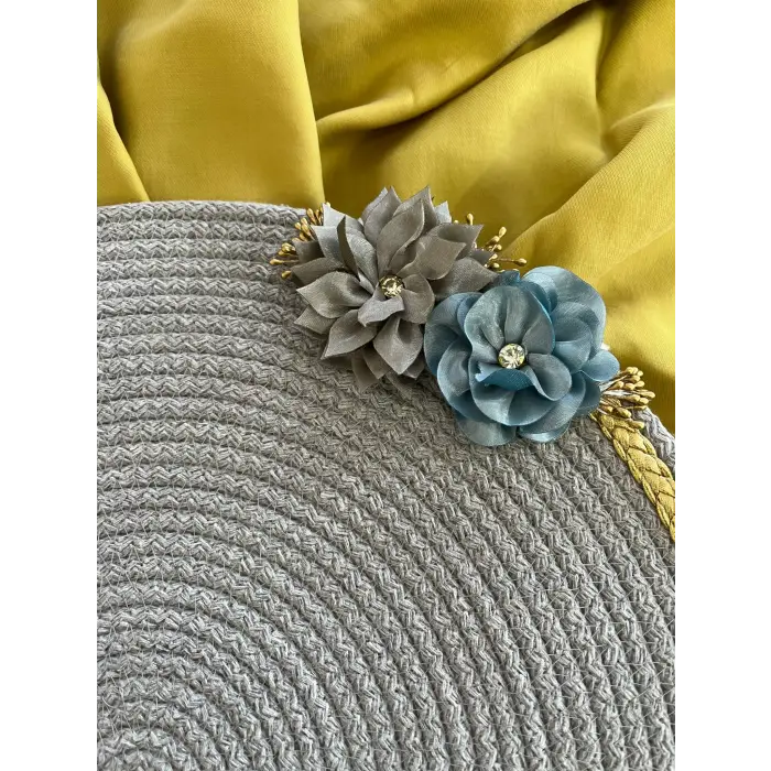 Decohandy 39cm Çiçekli Jüt Örme Supla Amerikan Servis