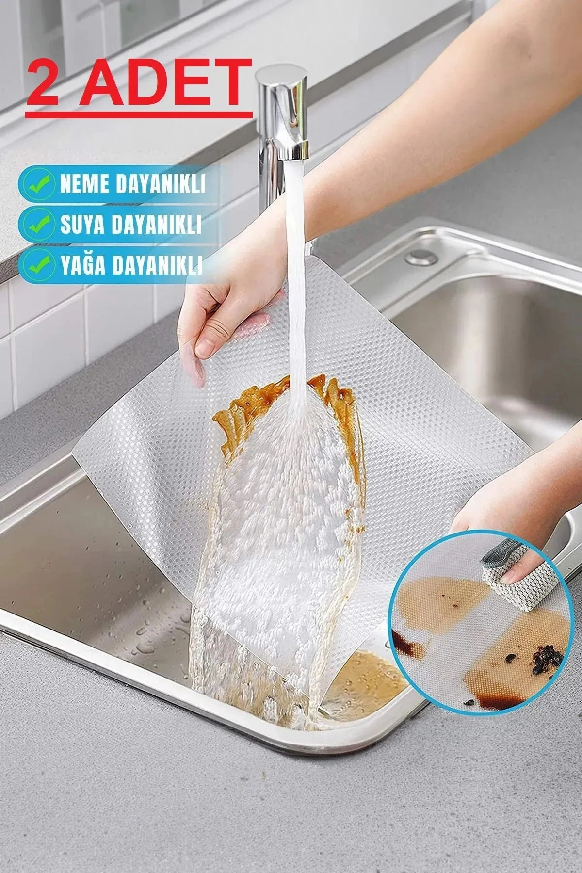 ( 2 ADET ) Çok Amaçlı Pratik Kaydırmaz 45 Cm X 3 Metre Raf Örtüsü (Mutfak-Dolap içi-Buzdolabı )