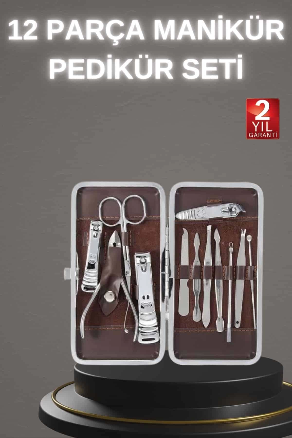 12 Parça Paslanmaz Çelik Kompakt ve Taşınabilir Manikür Makası Tırnak Makası