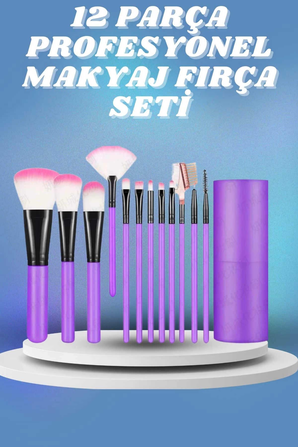 12 Parça Yumuşak Uçlu Makyaj Fırça Set-Göz ve Yüz Makyajı İçin Fırça Seti Profesyonel Makyaj Seti