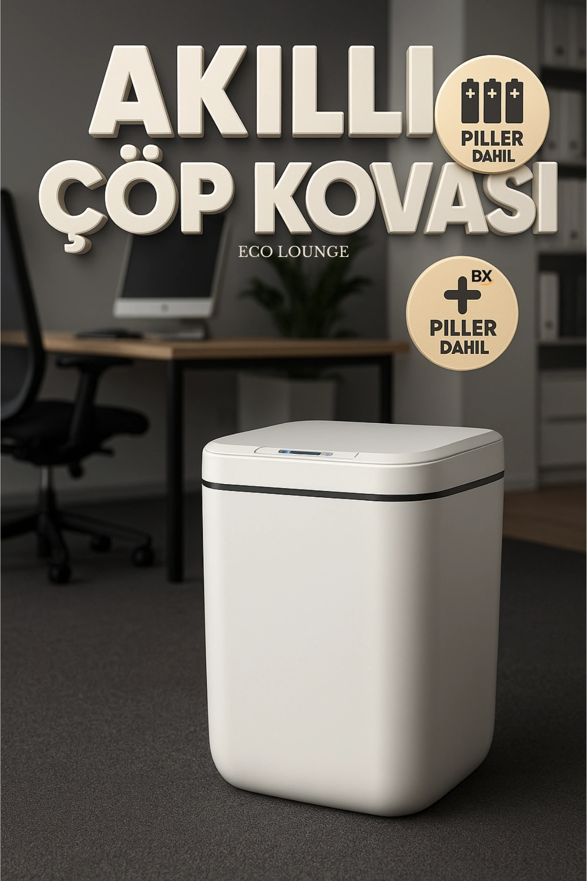 20 Lt Akıllı Çöp Kovası – Ofis Mutfak Banyo İçin İdeal Hareket Sensörlü, Hijyenik, Estetik