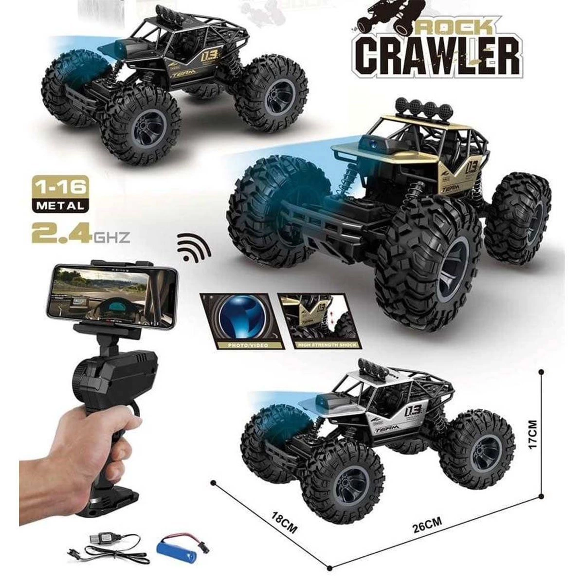 2095 1 16 4X4 Wifi Kameralı Rock Crawler -Gepettoys