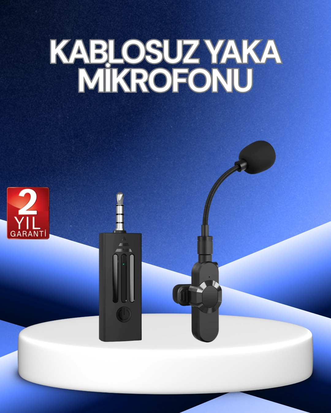 360° Kablosuz Yaka Mikrofonu – Gürültü Engelleme, 60m Menzil, Type-C Şarjlı