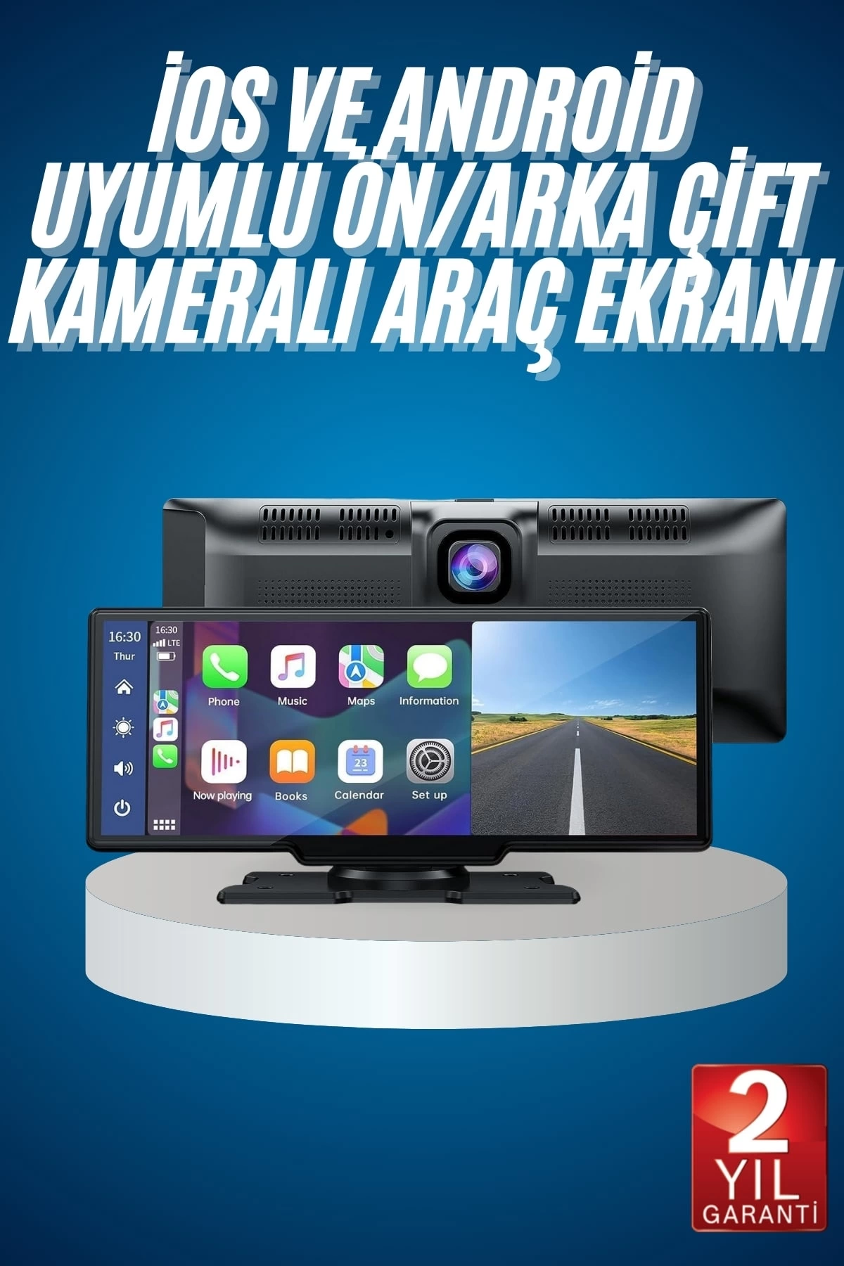 4K Ultra Araç İçi Ön ve Arka Kameralı Ekran HD 2 Kameralı Torpido Üstü Araç Multimedya