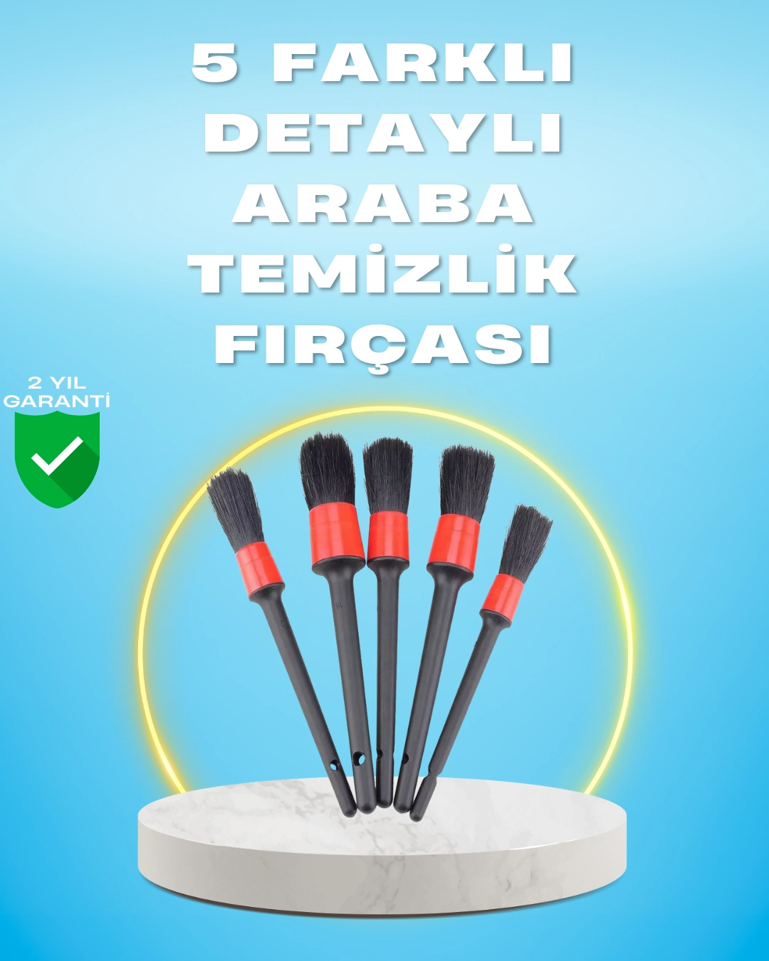 5'li Araba Temizlik Fırçaları-Farklı Boyutlu Fırçalarla Derinlemesine Temizlik