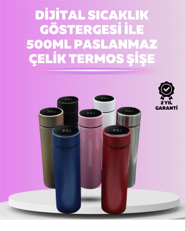 250ml LED Ekranlı Paslanmaz Çelik Akıllı Termos