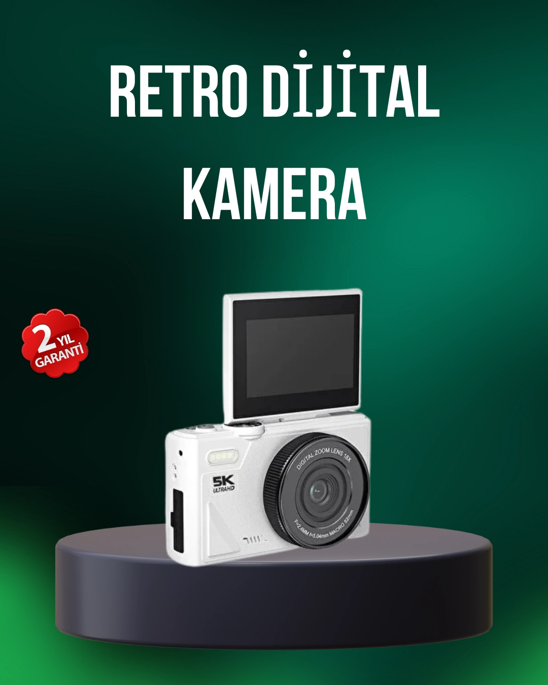 5K 75MP Dijital Kamera WiFi Aktarımlı Otofokus ve 18x Dijital Zoom