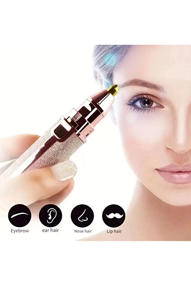 2in1 USB Şarjlı Yüz ve Kaş Tüy Alıcı, Tahrişsiz Hassas Kesim ve Premium Simli Gövde