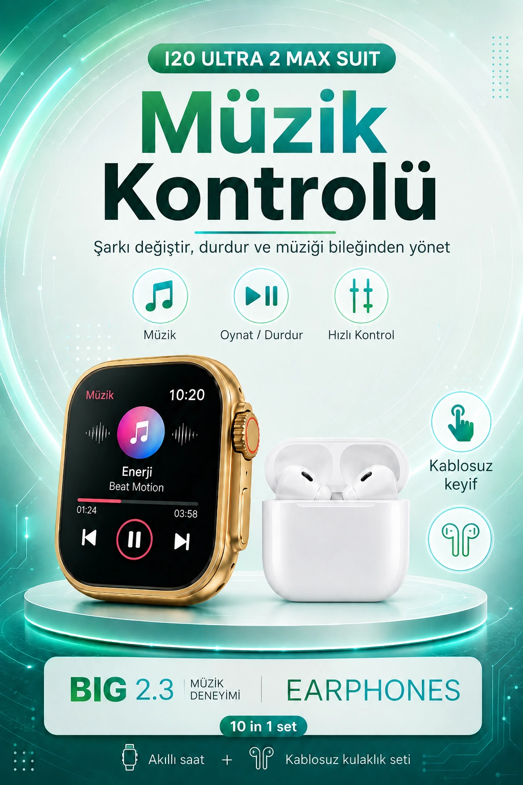 Bluetooth Uyumlu Akıllı Saat Ve Kablosuz Kulaklık Günlük Kullanıma Uygun Set