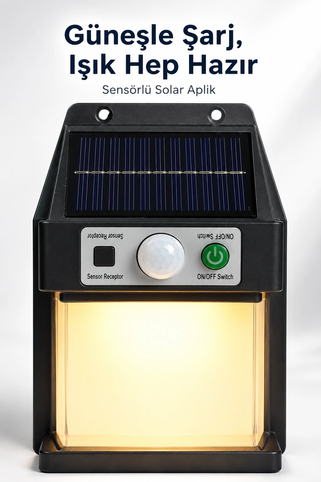 Güneş Enerjili Sensörlü Solar Aplik Duvar Tipi Dış Mekan Bahçe Balkon Işığı