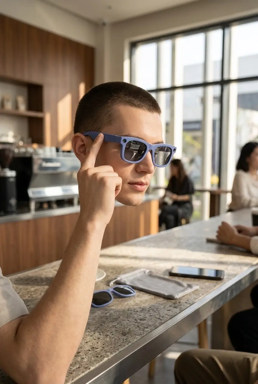 Mor Kameralı Akıllı Gözlük Bluetooth Müzik Telefon Görüşmesi Şık Tasarım