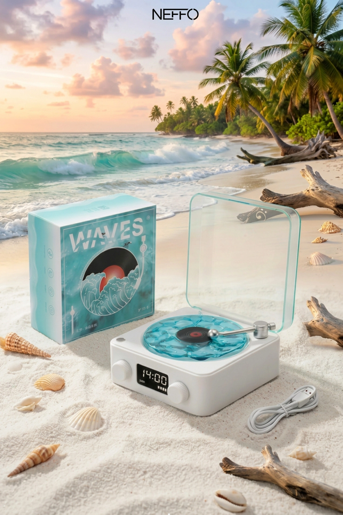 Retro Tasarımlı Bluetooth Bağlantılı Plak Çalar, 3D Ses ve Subwoofer Özellikli Beyaz Pikap