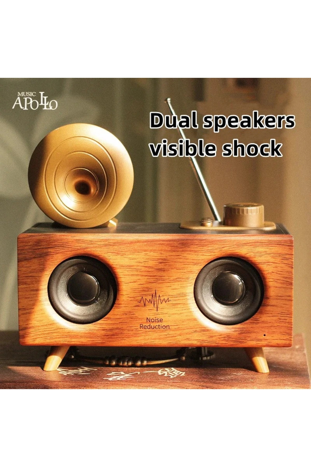 Klasik Tasarımlı Bluetooth Hoparlör ve Nostaljik Radyo, Kahverengi Renk Seçeneği