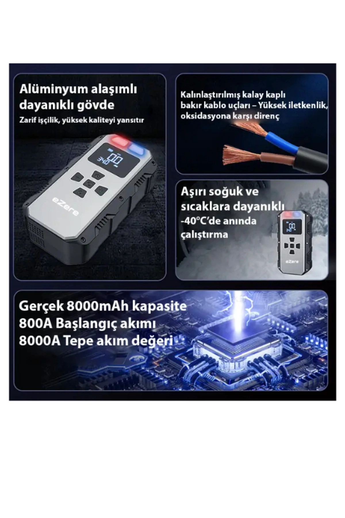 Akü Şarj Cihazı - Akü Özellikleri: Standart, Özellik: Şarjlı, Akü Volt: 12 Volt, Amper: 120