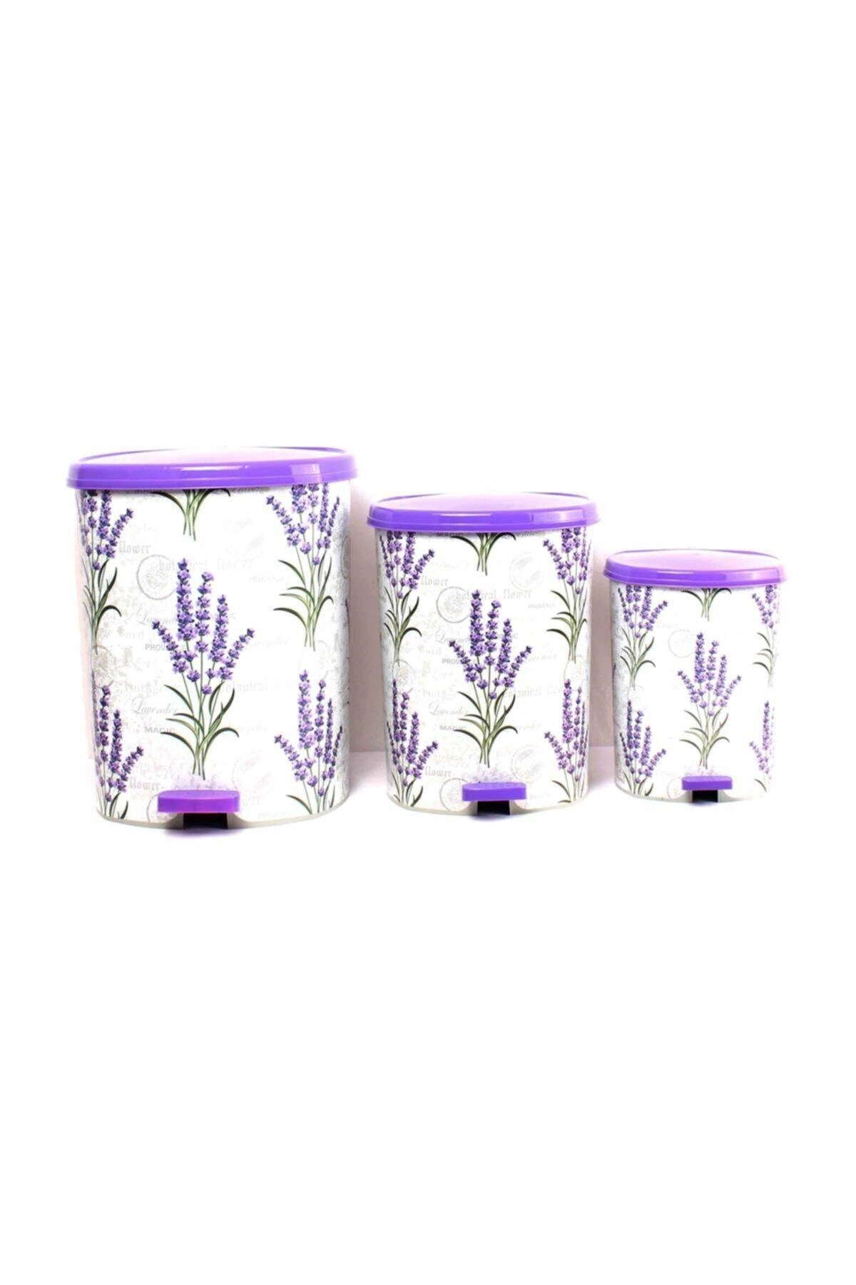 Metal 25 L beyaz mutfak tipi pedallı çöp kovası 3 adet set - 25 L Hacim - Ev & Mobilya