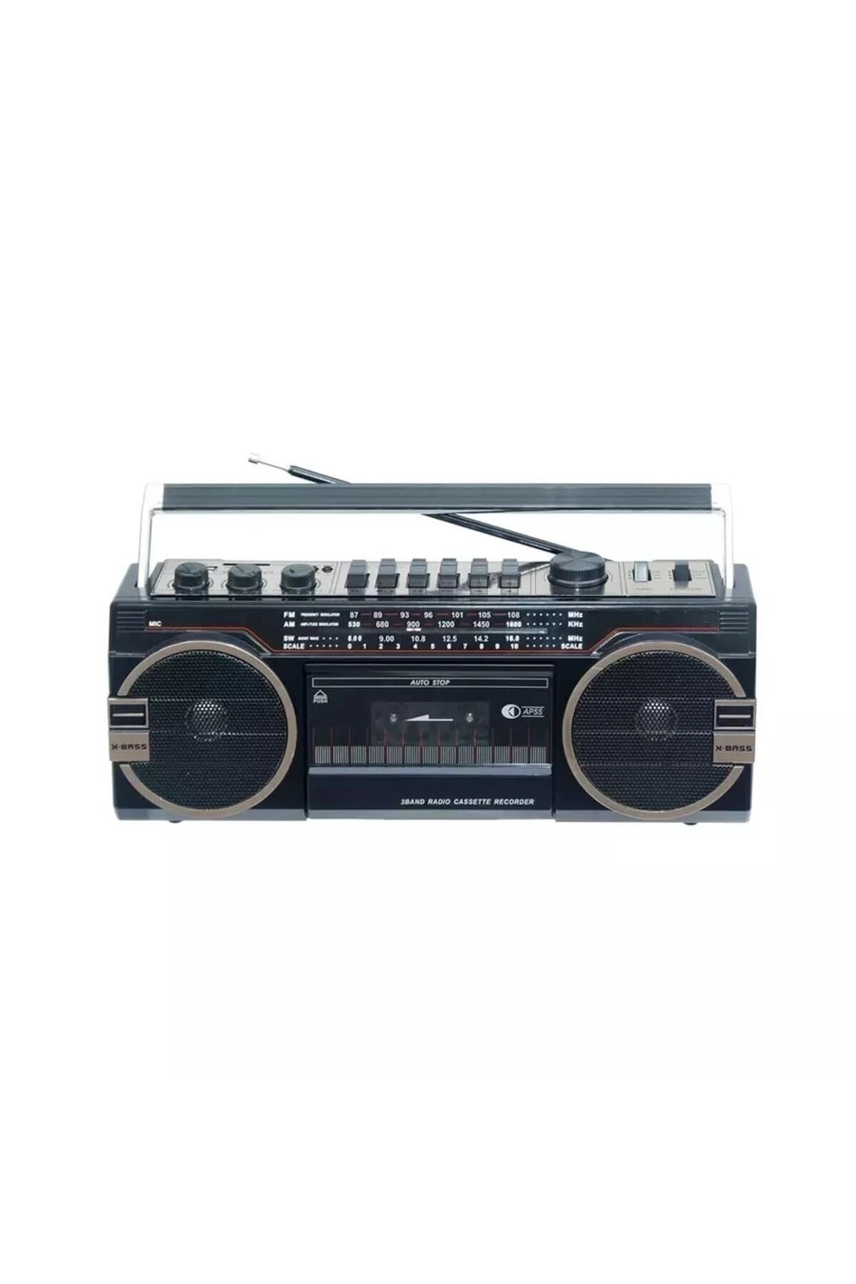 Bluetooth özellikli siyah nostaljik radyo USB SD FM kaset çalar 2 yıl garantili - Elektronik