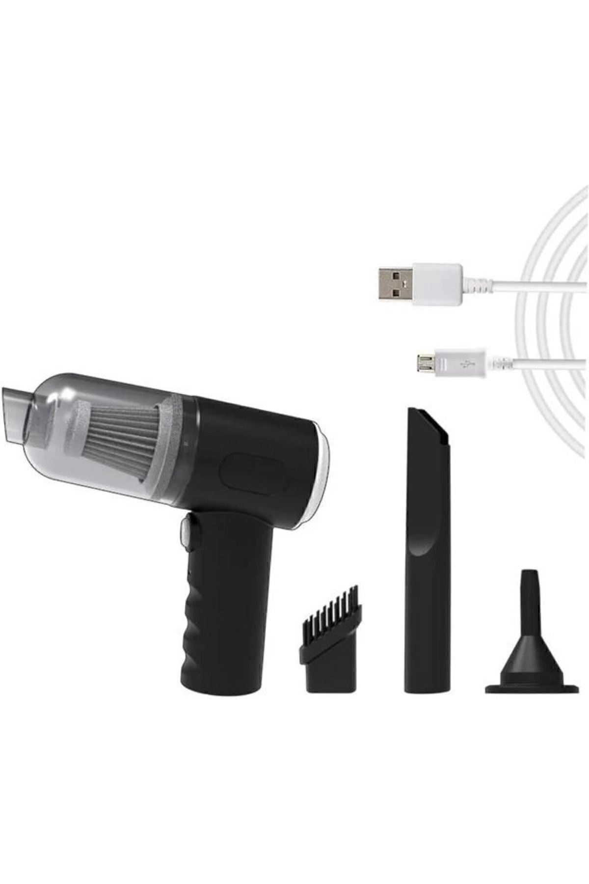 Şarjlı araç içi süpürge siyah 0-250 watt 81-90 dba 2 yıl garantili 1-2 saat kullanım