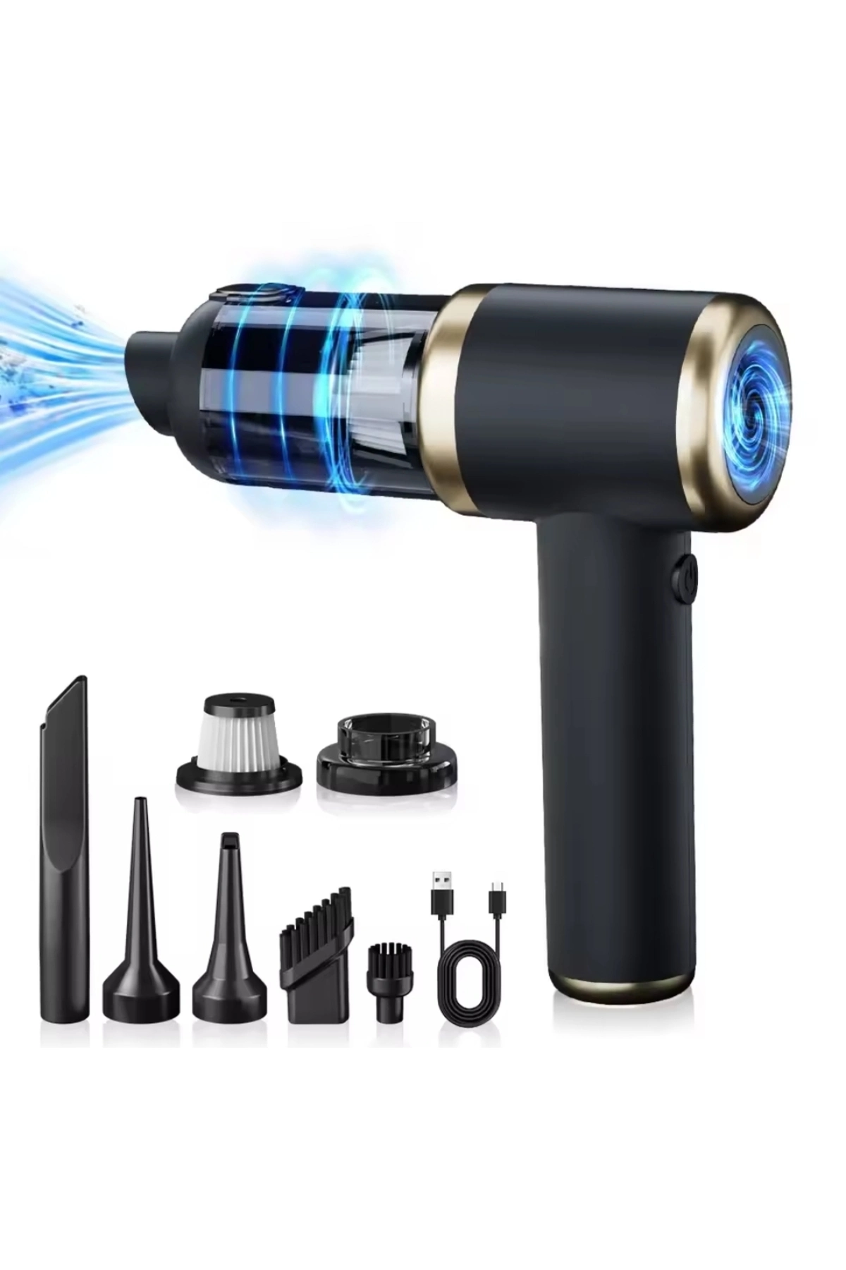 Kablosuz taşınabilir araç içi süpürge 5500Pa vakum hava üfleme 2 yıl garantili - Otomobil