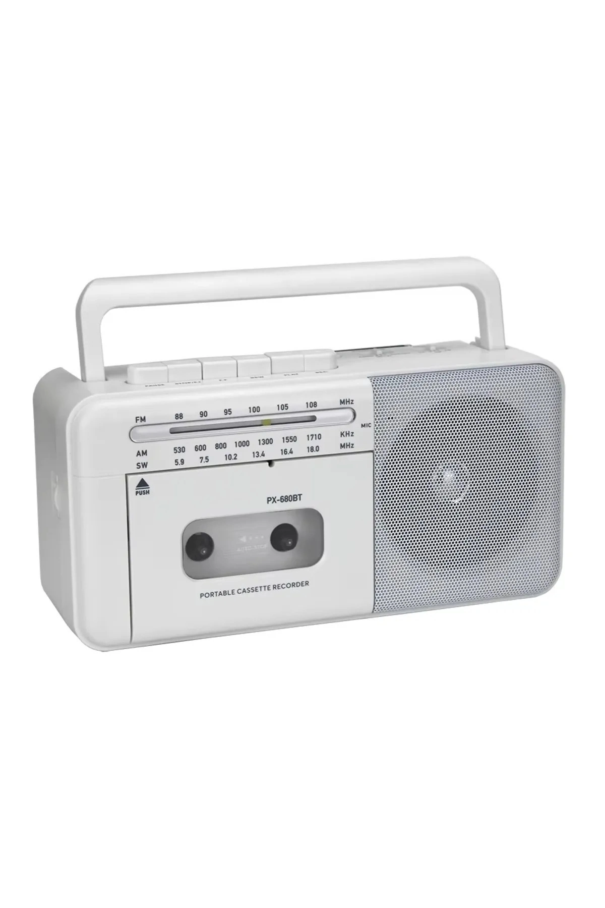Bluetooth özellikli beyaz kasetçalar radyo, 2 yıl garantili nostaljik müzik sistemi