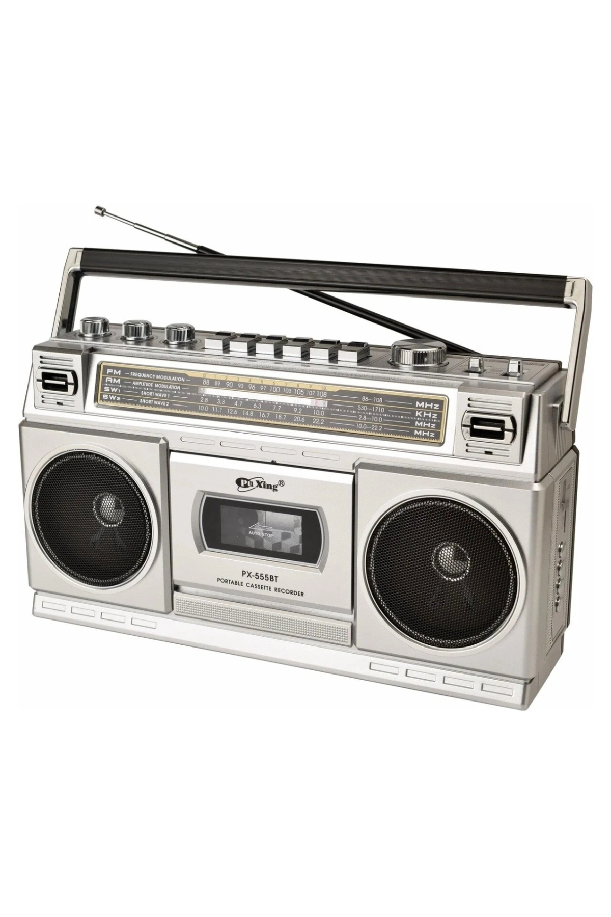 Nostaljik radyo FM radyo USB MP3 çalar Bluetooth kaset çalar hoparlör gümüş renkli