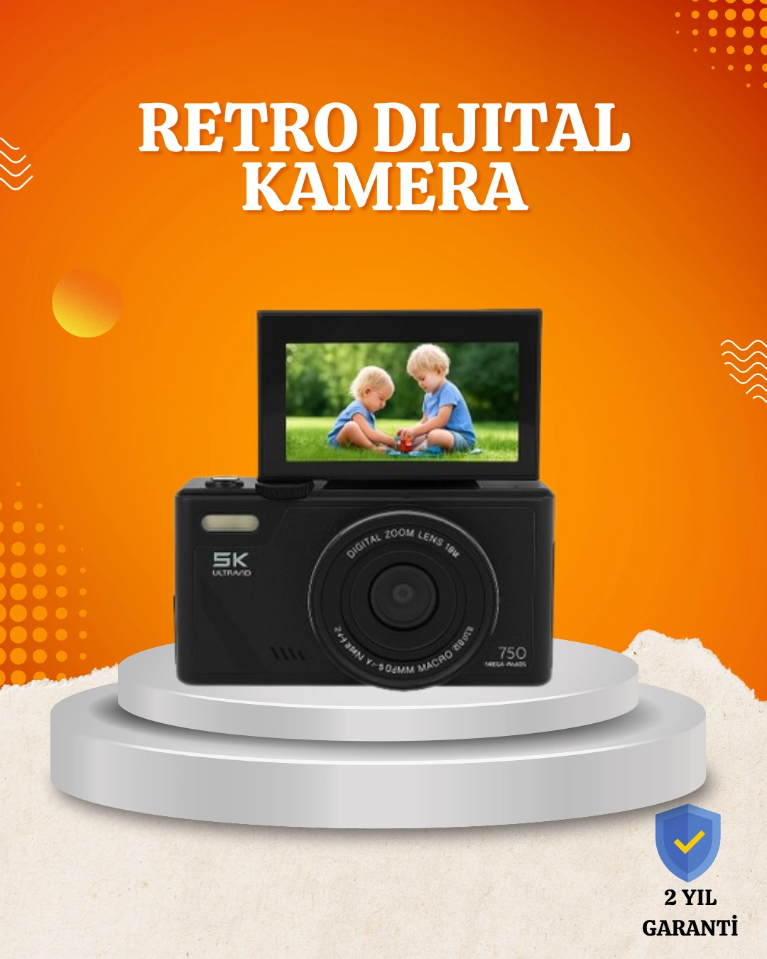 75MP 5K Video Destekli Dijital Kamera 18x Zoom Çok Eksenli Stabilizasyon