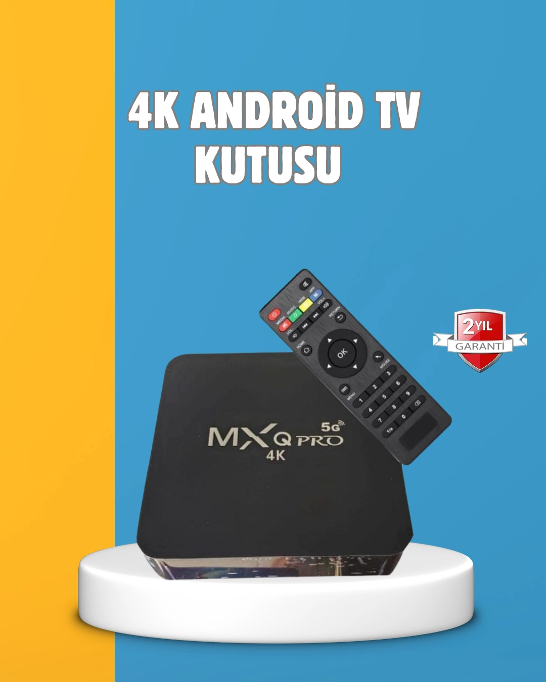 Android TV Box 4K – 2GB RAM 16GB ROM, Kablosuz Wi-Fi Medya Oynatıcı