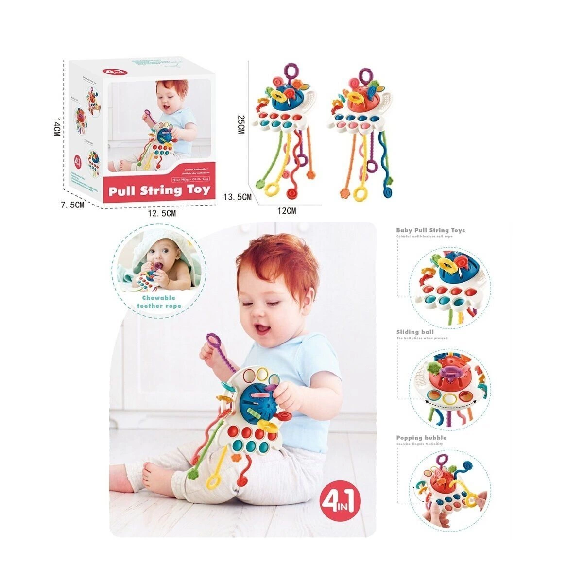 BIB68859-Vardem Duyusal Montessori Oyuncaklar Toplu-Çekme İpli