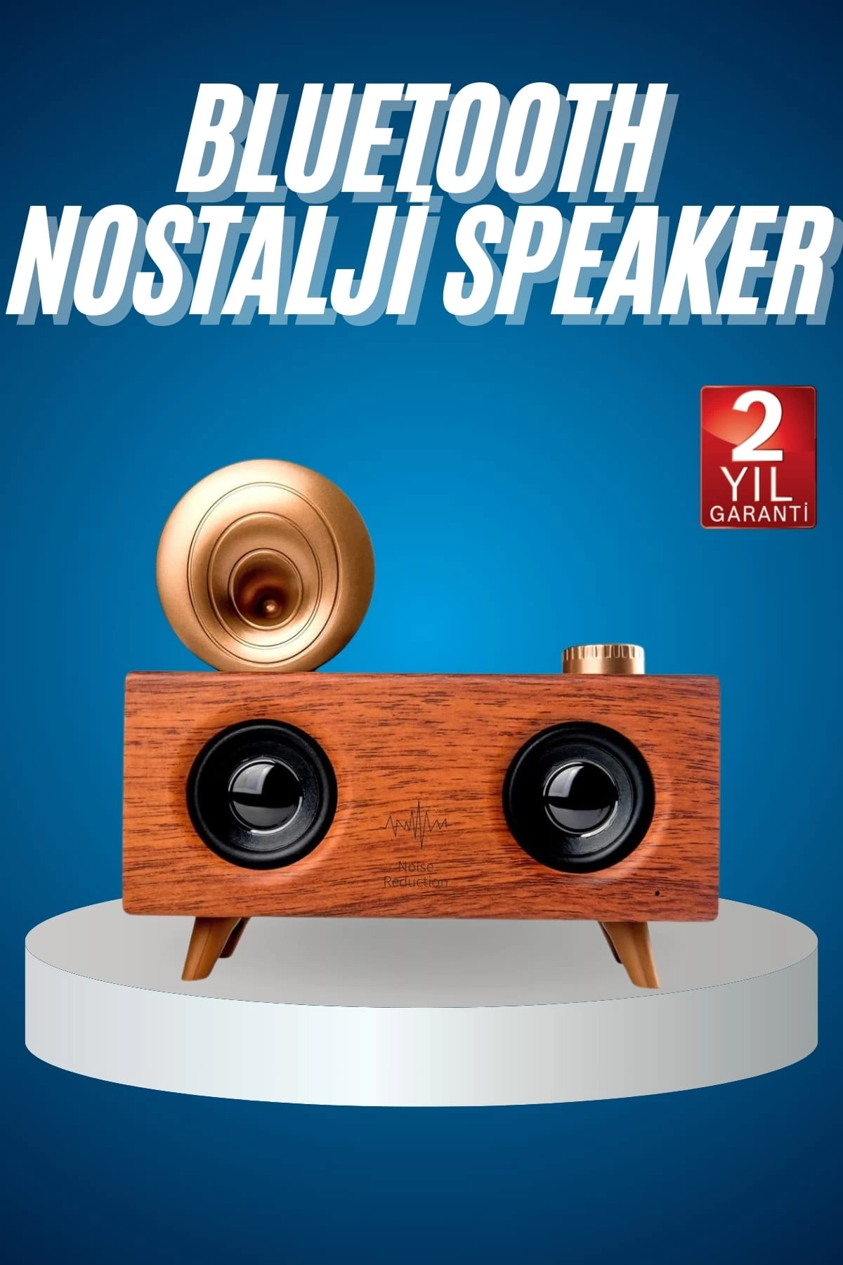 Bluetooth Nostalji Speaker Radyo Gramofon Ahşap Renk Vintage
