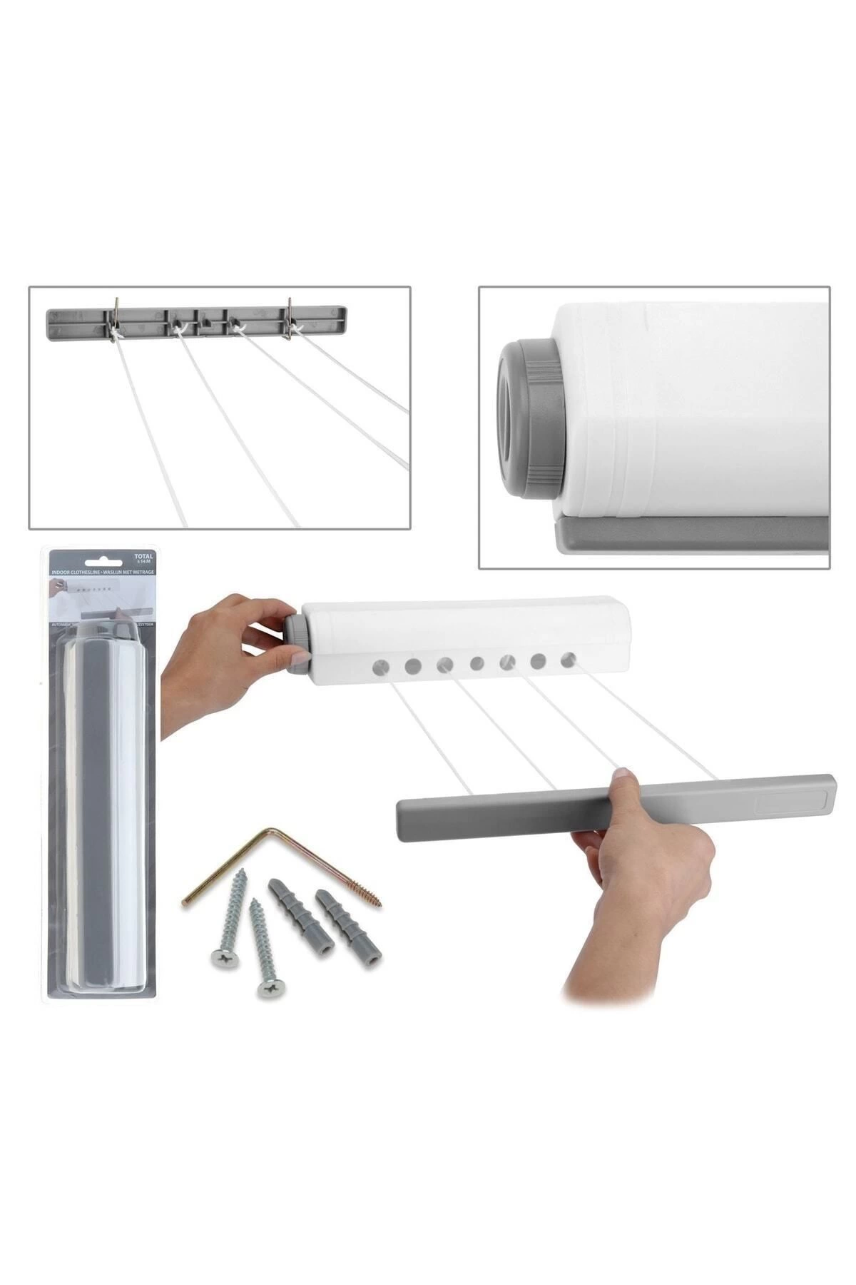 Çek-as Askı Beş Ipli Çamaşır Kurutma Askısı Duvara Monte Kurutmalık